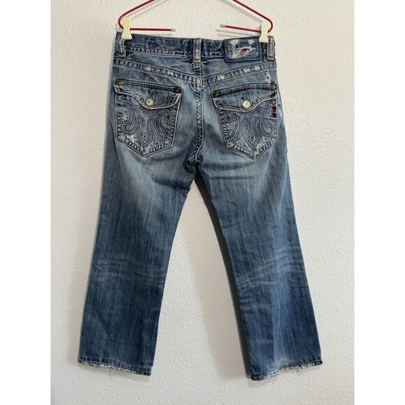 MEK Denim USA Jeans Easter Island Bootcut Men’s 30X34 Flap Pocket Distressed Y2K - Picture 2 of 16